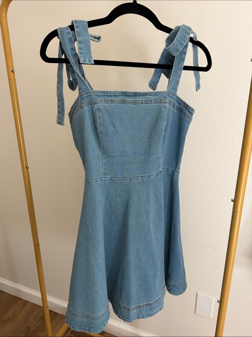 Light Blue Denim Tie-Shoulder Sundress